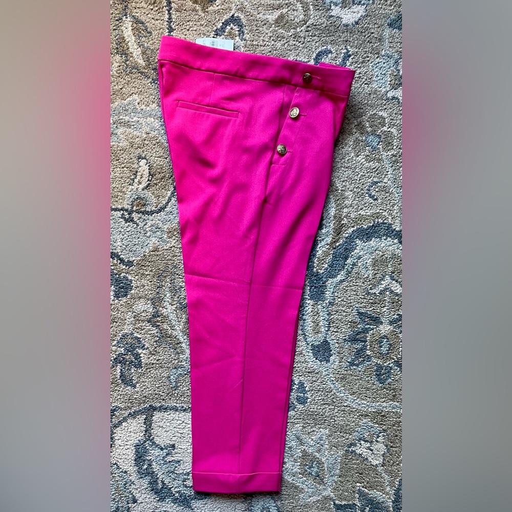 Loft Vibrant Pink “Sailor” Trousers with Gold Buttons